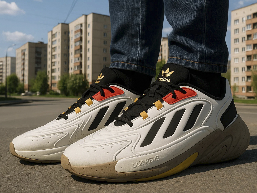 Белые кроссовки Adidas Ozelia с лаконичным дизайном