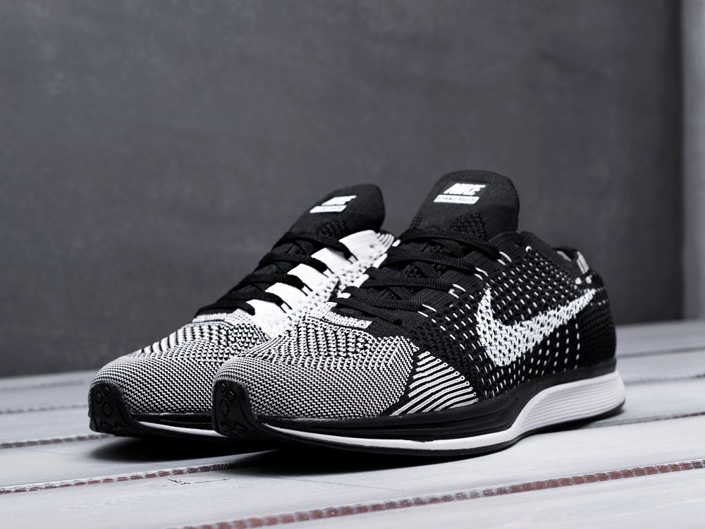 Nike flyknit racer black white white on sale