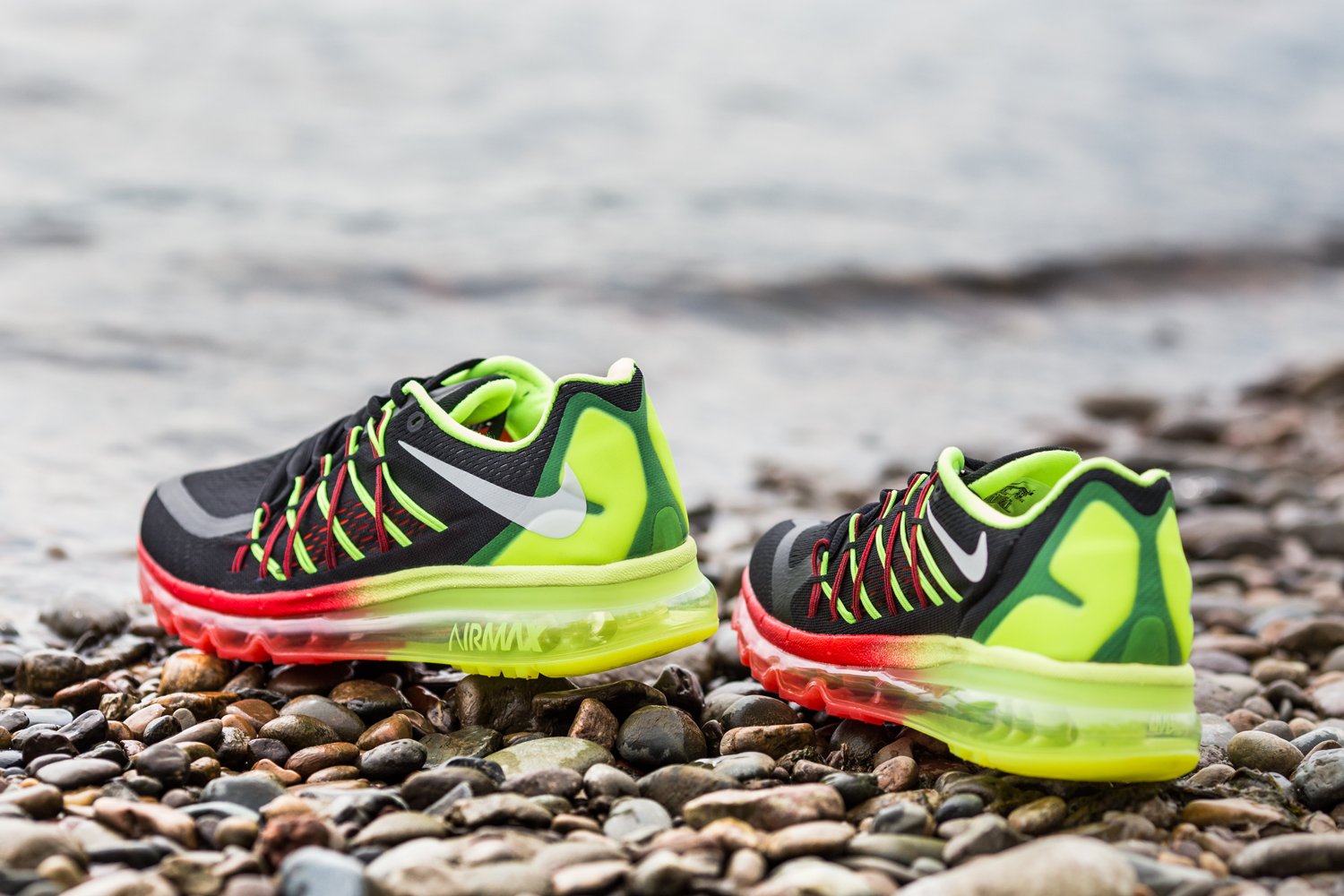 Nike air max 2015 black and green sale