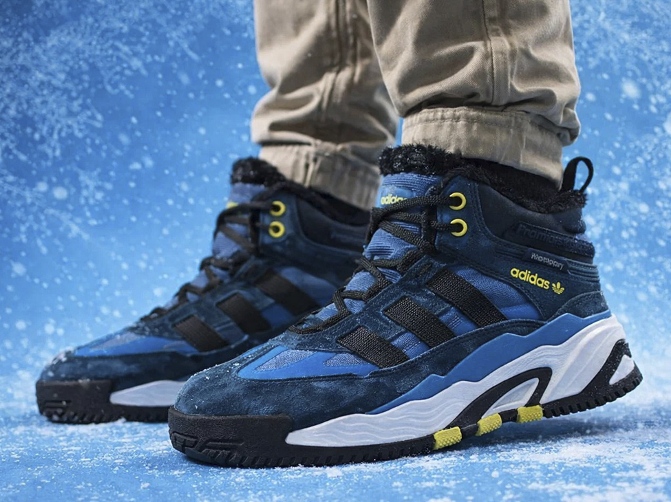 Синие зимние кроссовки Adidas Niteball с мехом