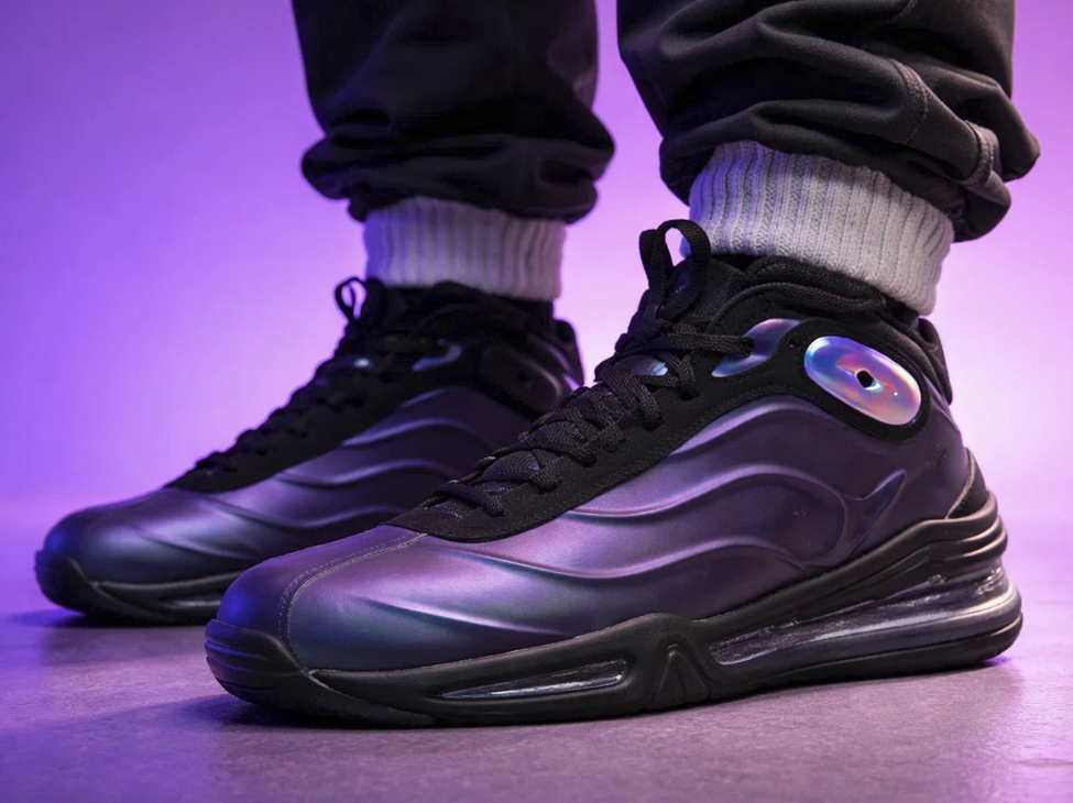 Яркие фиолетовые кроссовки Nike Air Total Foamposite Max для уличного стиля