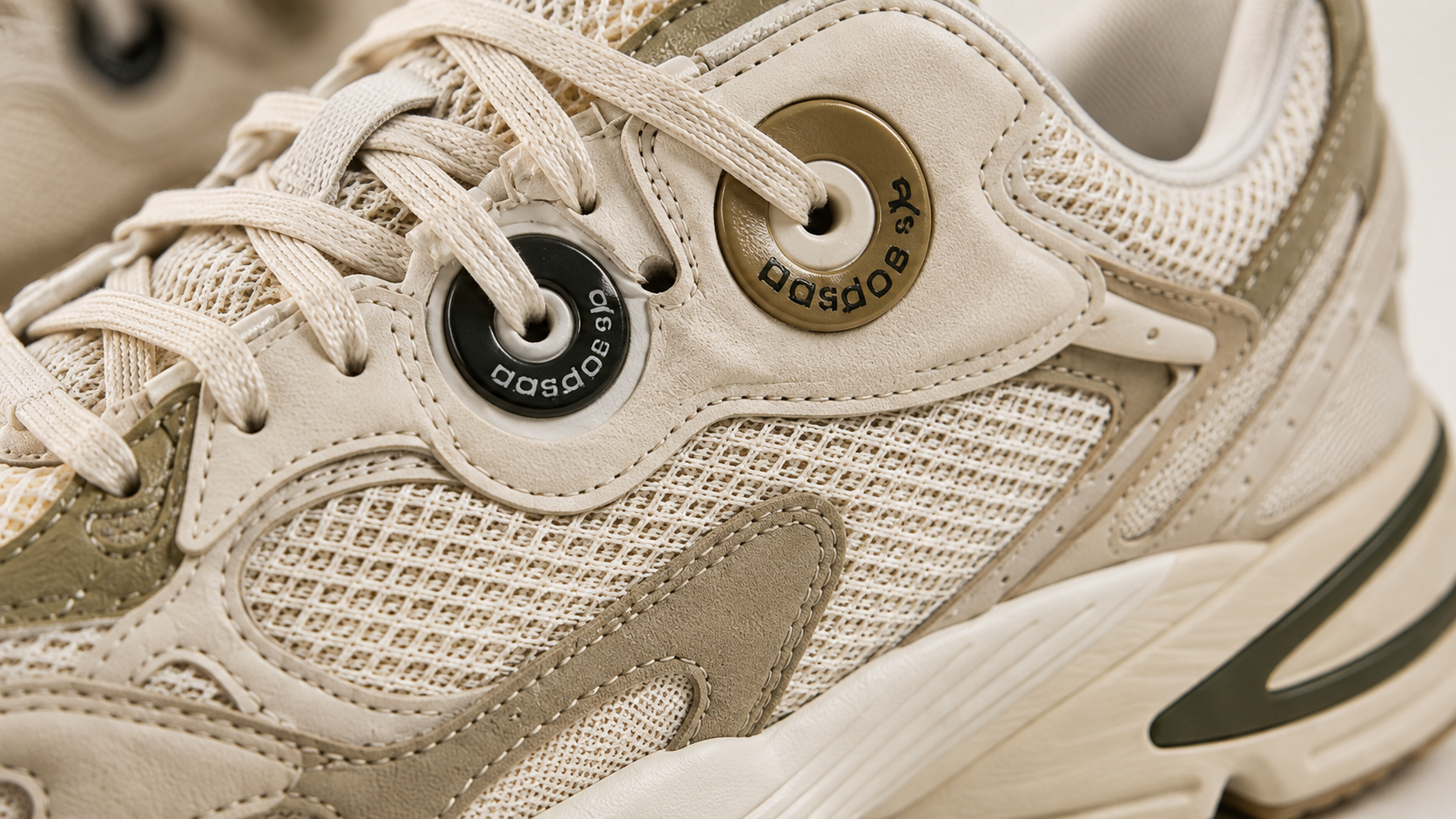Крупный план материалов и люверсов adidas Astir