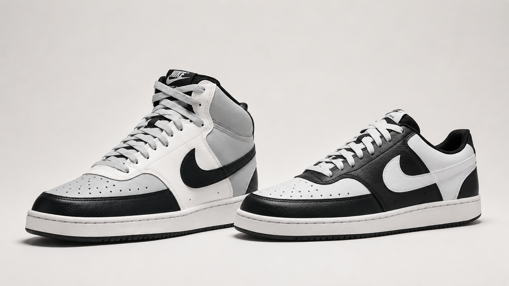 Сравнение высокого Nike Court Vision Mid и низкого Court Vision Low