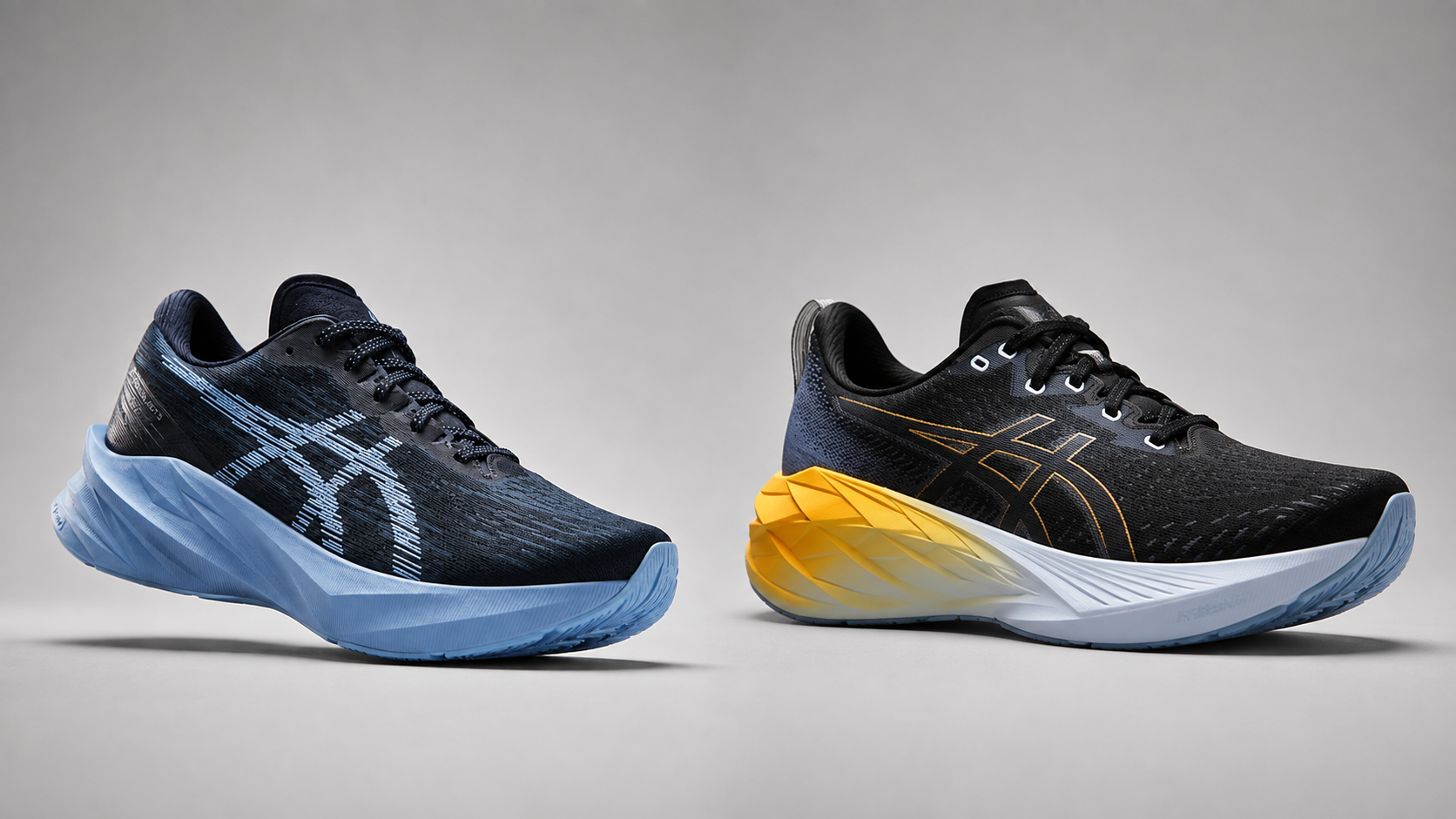 Сравнительная студийная сцена двух поколений ASICS Novablast