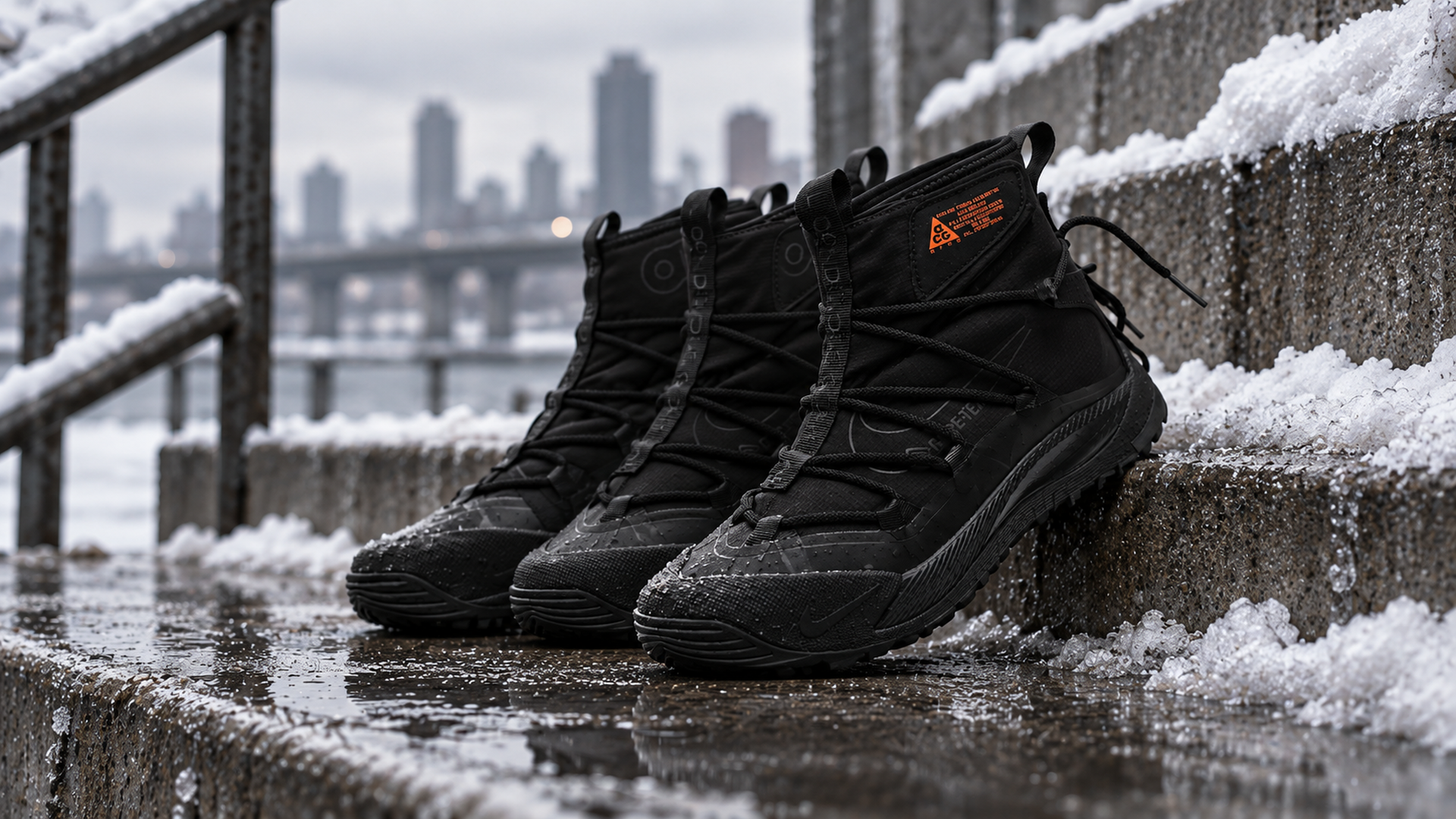 Nike ACG Air Terra Antarktik на влажном зимнем городском покрытии