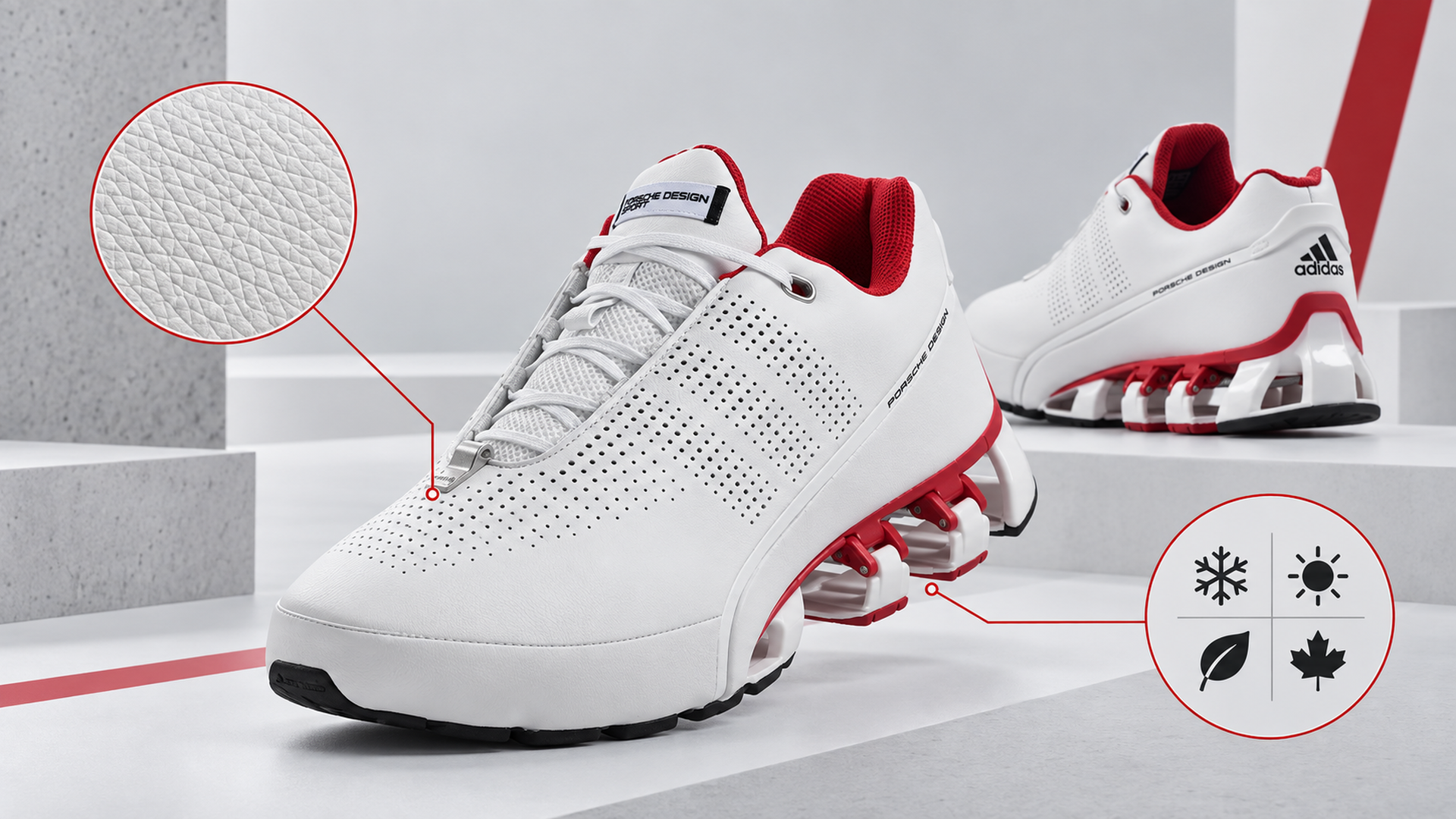 Adidas Porsche Design Sport Leather P5000 арт. 44614, белая кожаная модель