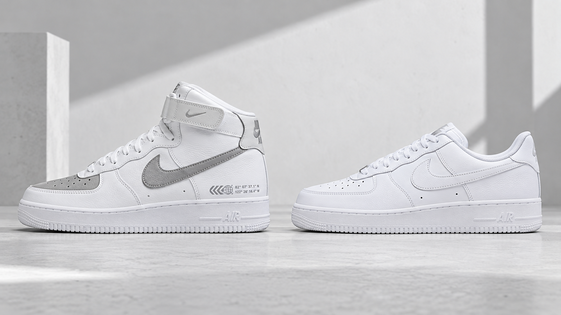 Сравнение силуэтов Air Force 1 High и Low сбоку