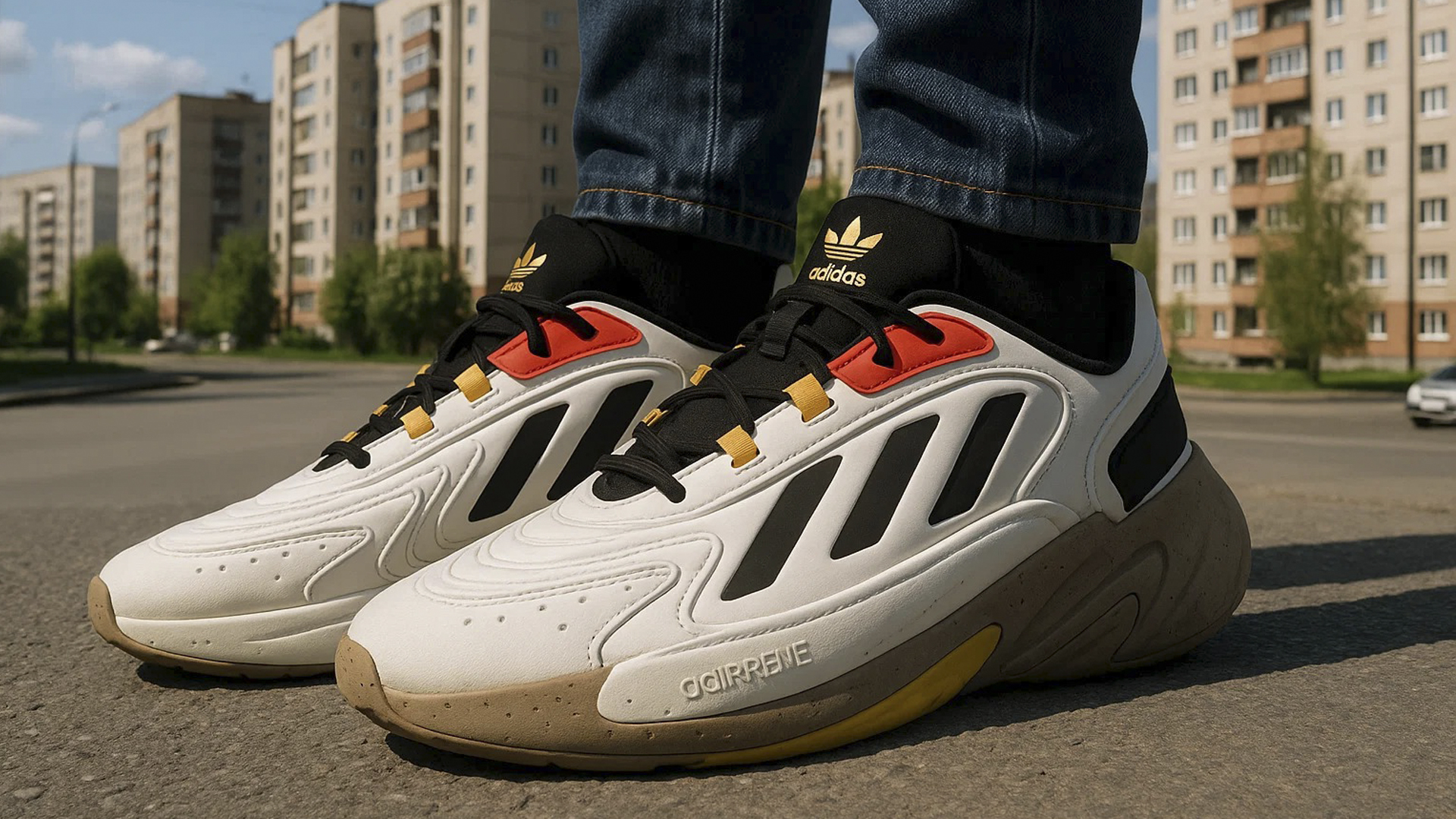 Белые кроссовки Adidas Ozelia с лаконичным дизайном