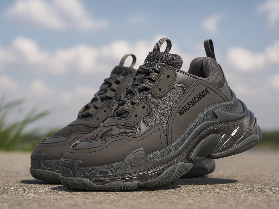Серые кроссовки Balenciaga Triple S на массивной подошве