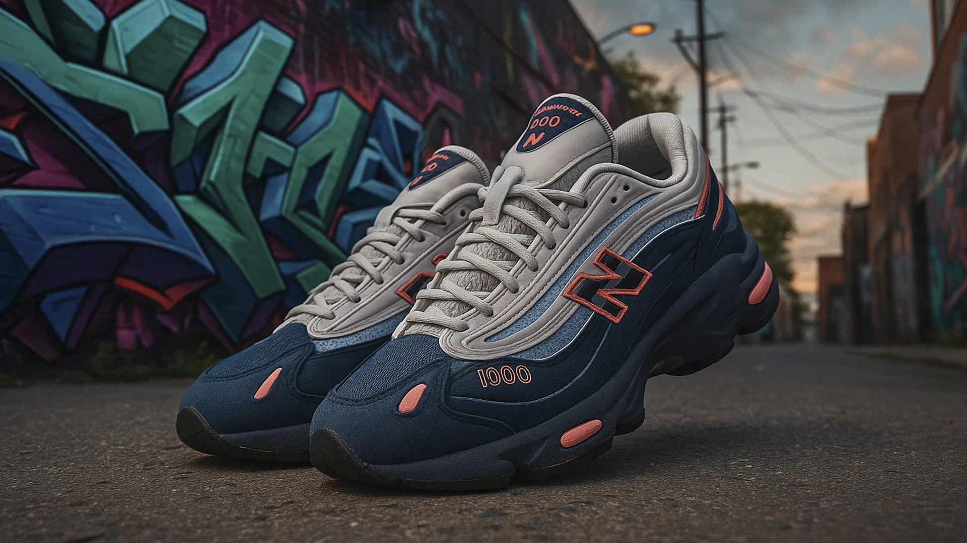 Уличный стиль с яркими кроссовками New Balance 1000