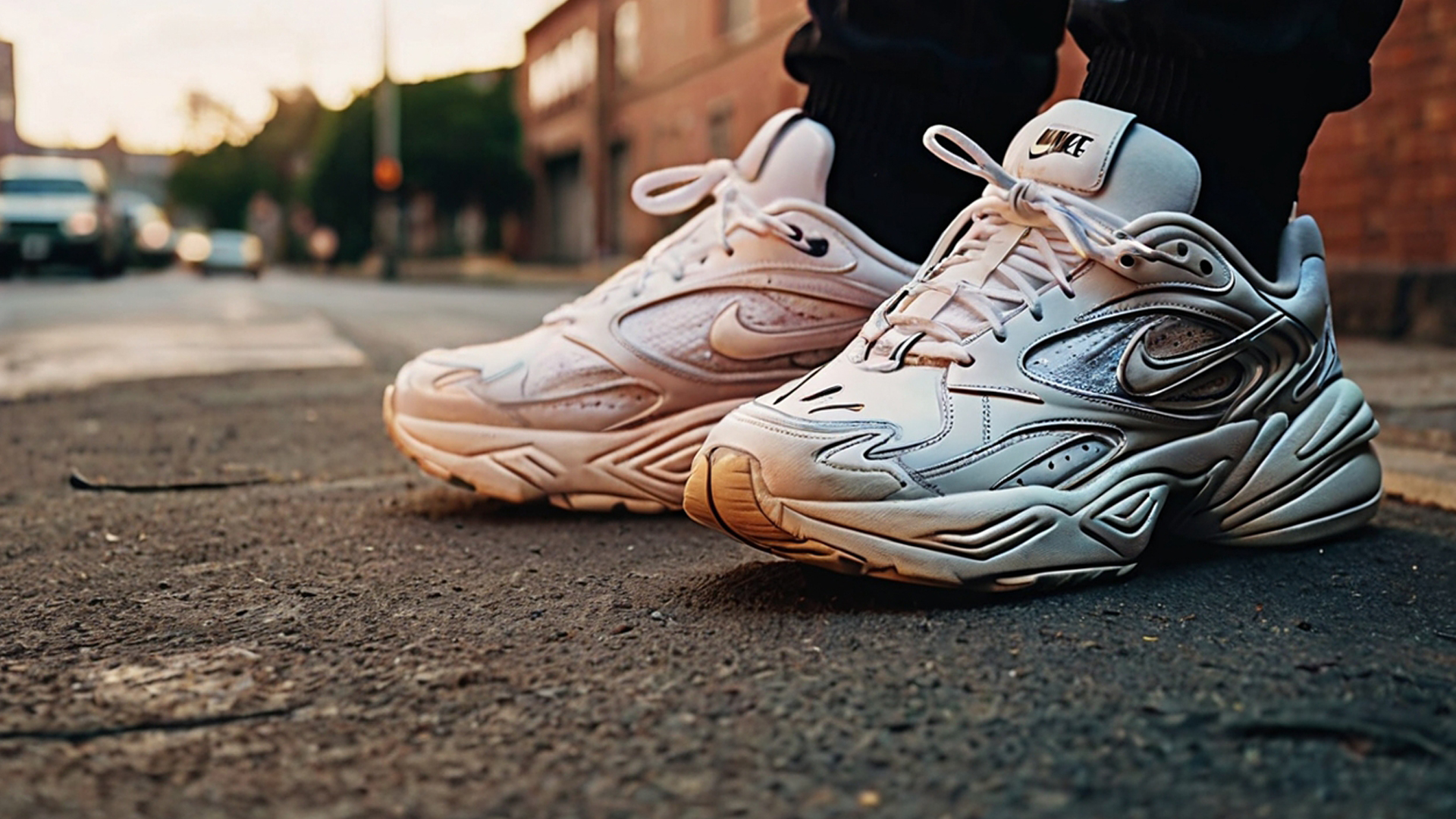 Кроссовки Nike M2K Tekno белого цвета с джинсами