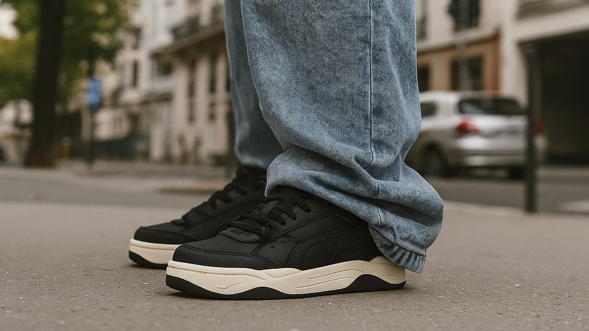 Черные кроссовки Puma 180 из прессованной кожи