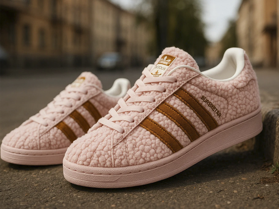 Пушистые кроссовки Adidas Superstar с мягким дизайном