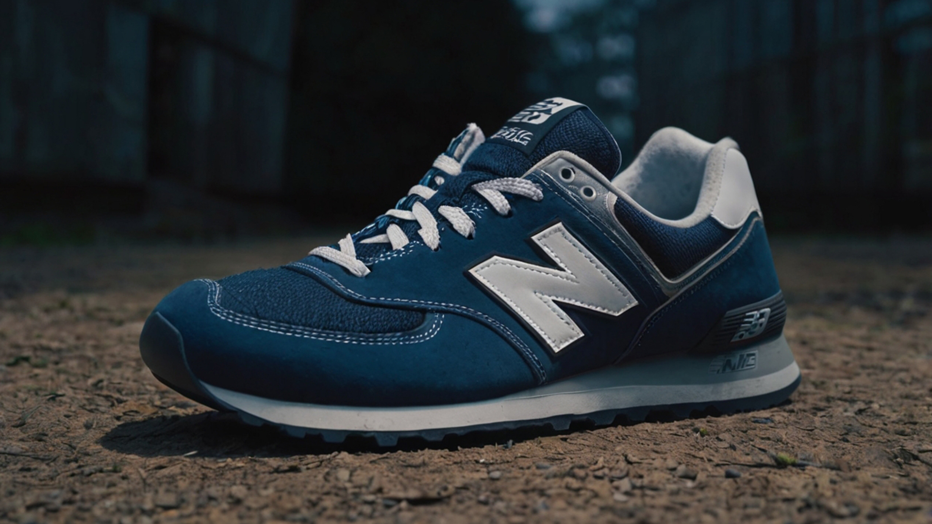 Замшевые ретро кроссовки New Balance 574 синего цвета