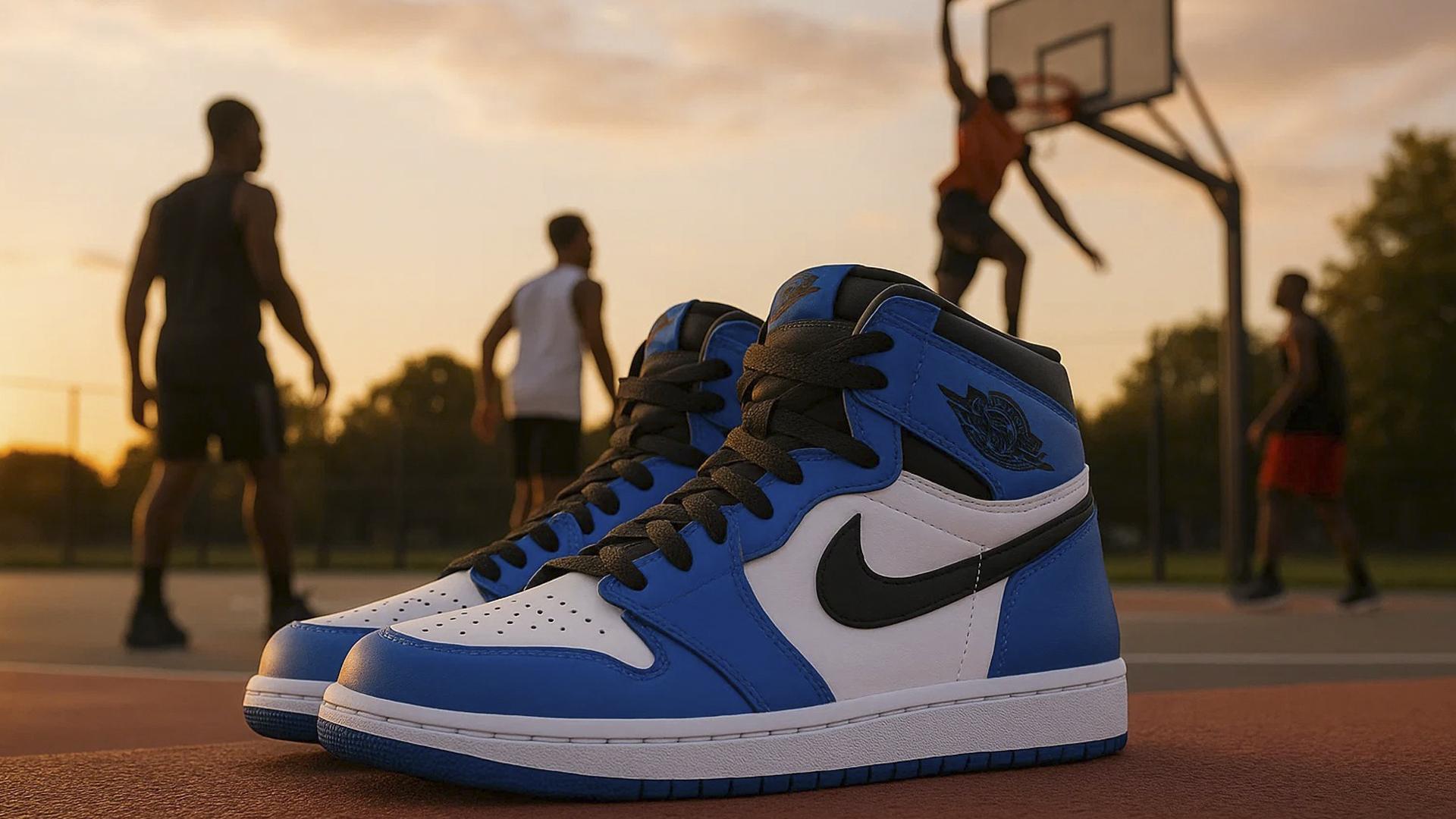 Синие кроссовки Nike Air Jordan 1 High для уличного стиля