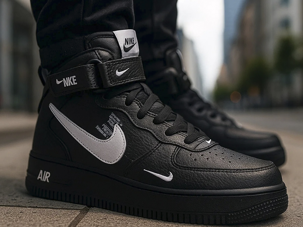 Total Black Nike Air Force 1: мода черного цвета