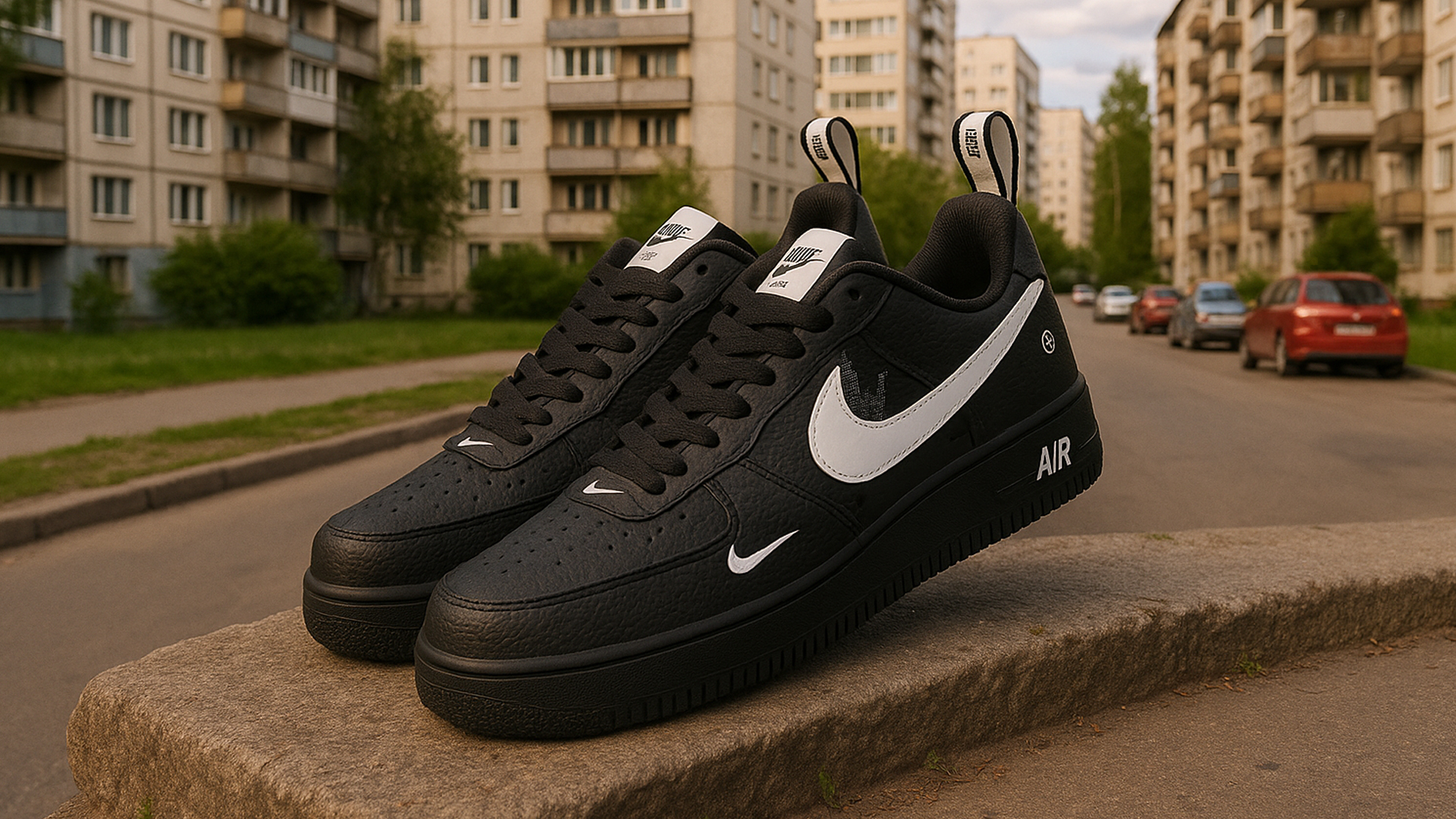 Черные Nike Air Force 1 с универсальным дизайном