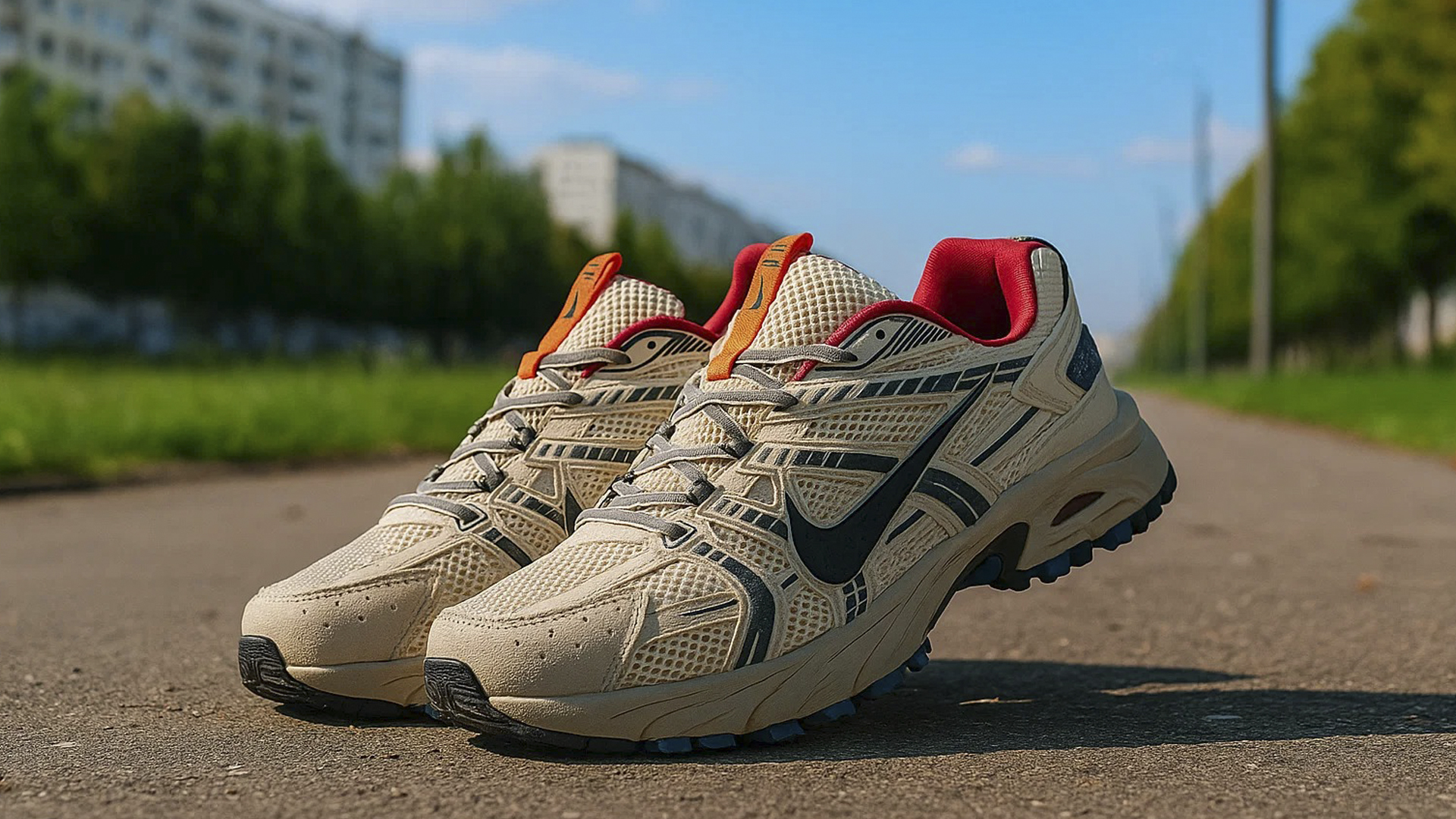 Бежевые спортивные кроссовки Nike V2K Run