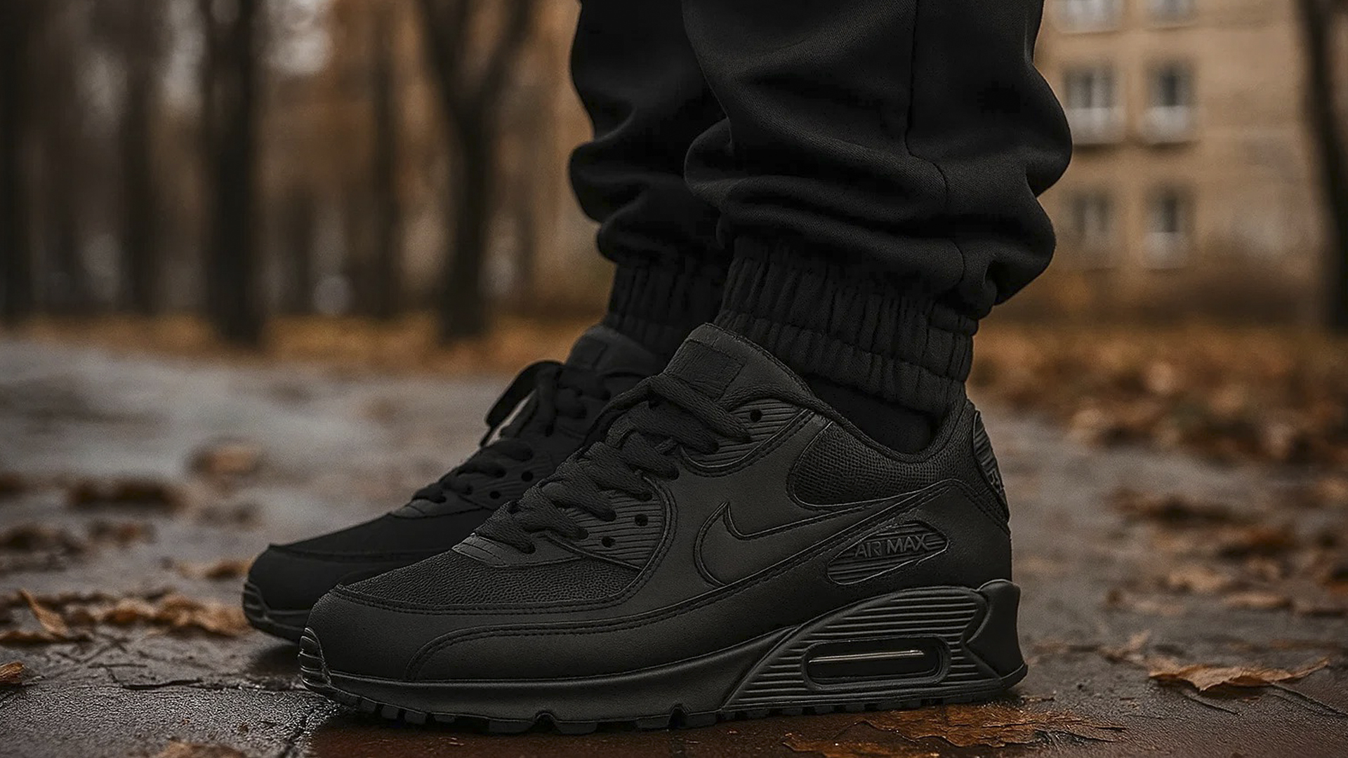 Практичные кроссовки Air Max 90 черного цвета на осень